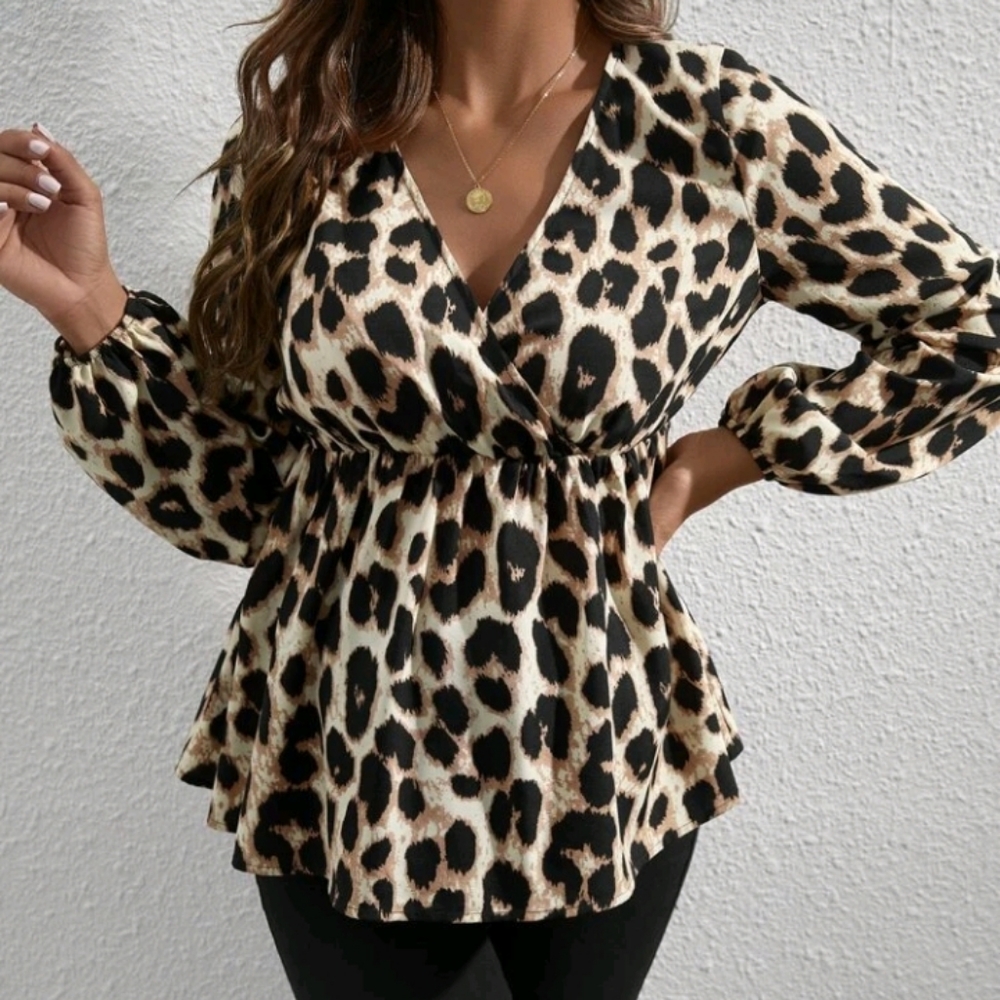 Leopard print maternity blouse